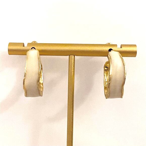 Enamel and Gold Hoop Earrings - Picture 2 of 3